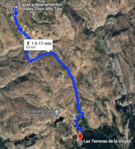 ruta a pie de Casa Chon a Terreras de La Virgen